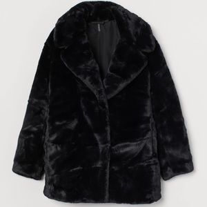 XL H&M black faux fur jacket